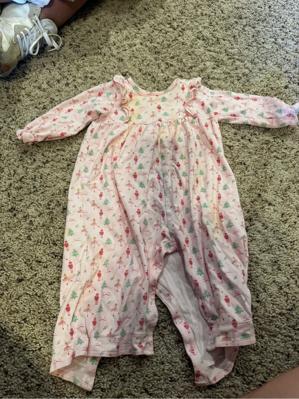 Pink Holiday Nutcracker Print Baby One-Piece Bodysuit